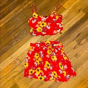 H&M Red Poppy Crop Top